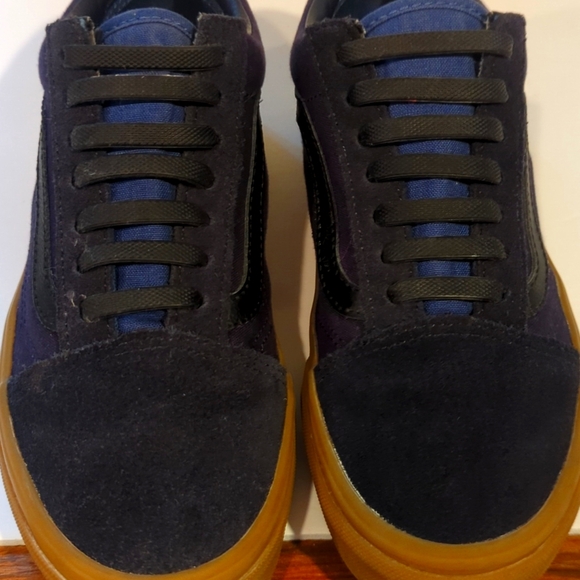 Vans Navy Suede Elastic Lace Gum Sole Sneakers Size 6.5 - Picture 7 of 11